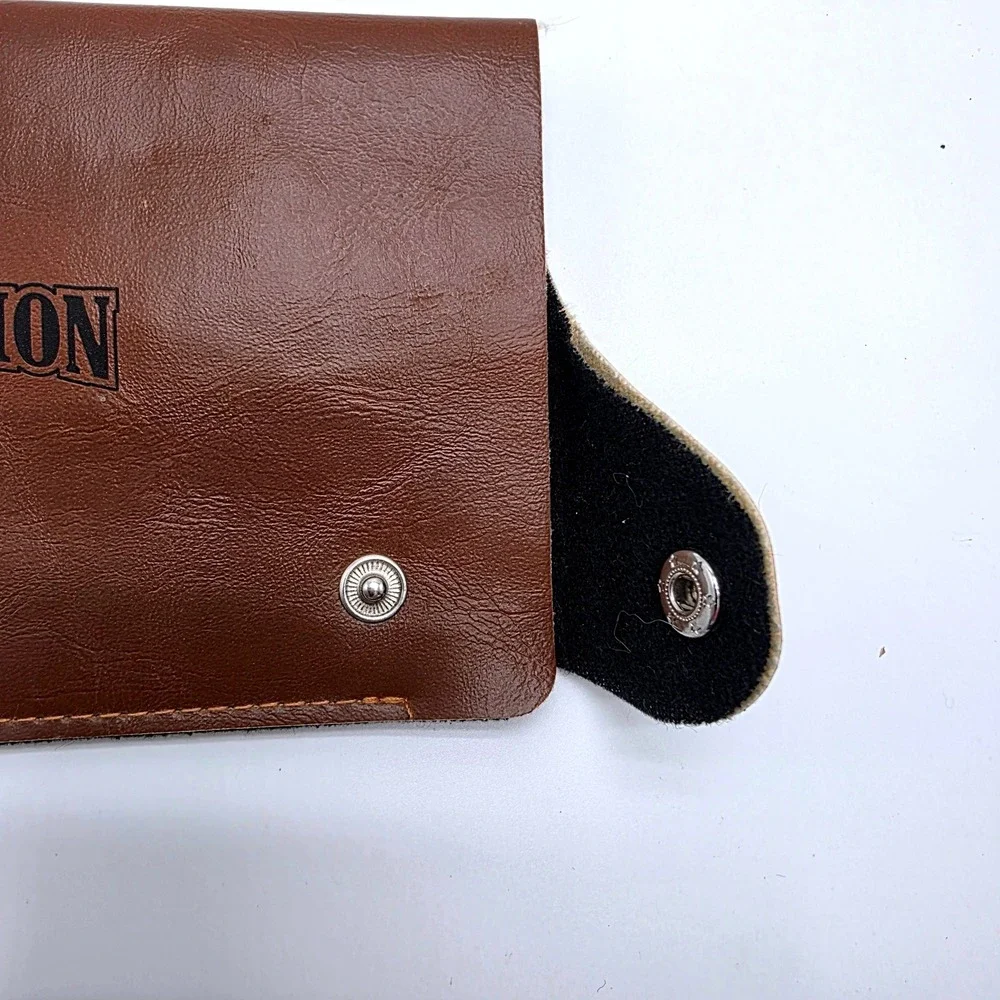 True Religion Brown Faux Leather Sunglasses Eyeglass Case Snap Closure Slim Logo